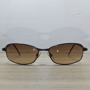 Vintage Y2K Rectangular Brown Gradient Lens Metal Frame Sunglasses Unisex